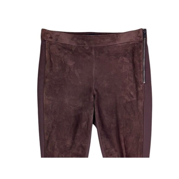 WHBM Genuine Suede & Ponte Knit The Legging  Women's 4  Side Zip Mid-Rise Brown - Picture 3 of 14